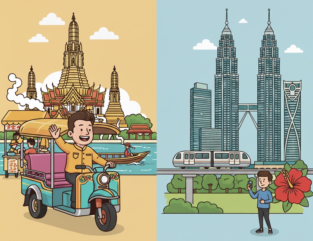 Bangkok vs Kuala Lumpur illustration